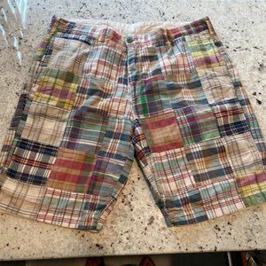 TAILOR VINTAGE Madris Patch Plaid Men's size 34 Reversible Shorts